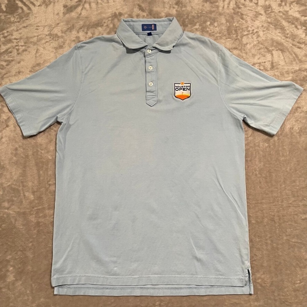 Stitch Shirt Mens Large Blue‎ Polo Golf Stretch Peformance Houston Open